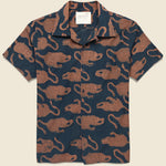 Tiger Block Print Shirt - Navy - Kardo - STAG Provisions - Tops - S/S Woven - Other Pattern