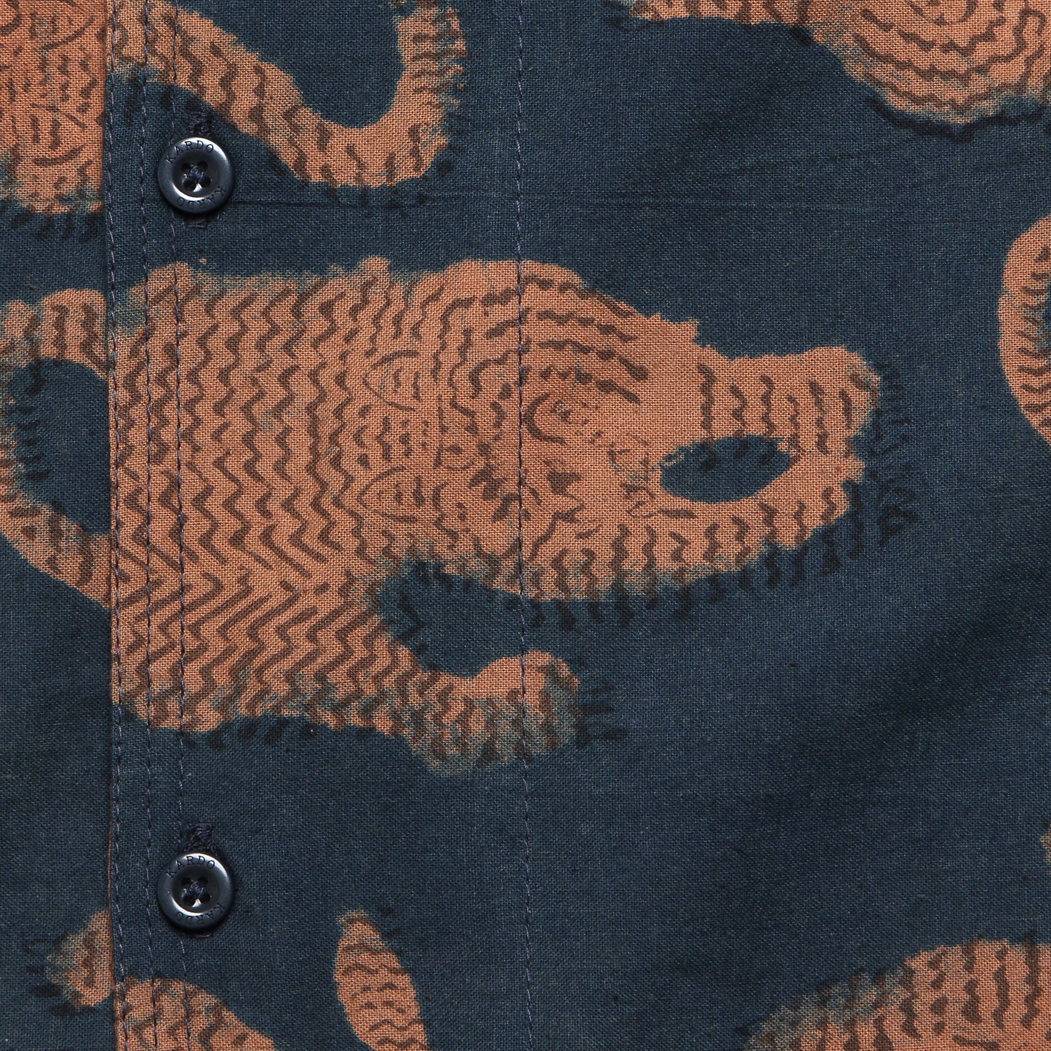 Tiger Block Print Shirt - Navy - Kardo - STAG Provisions - Tops - S/S Woven - Other Pattern