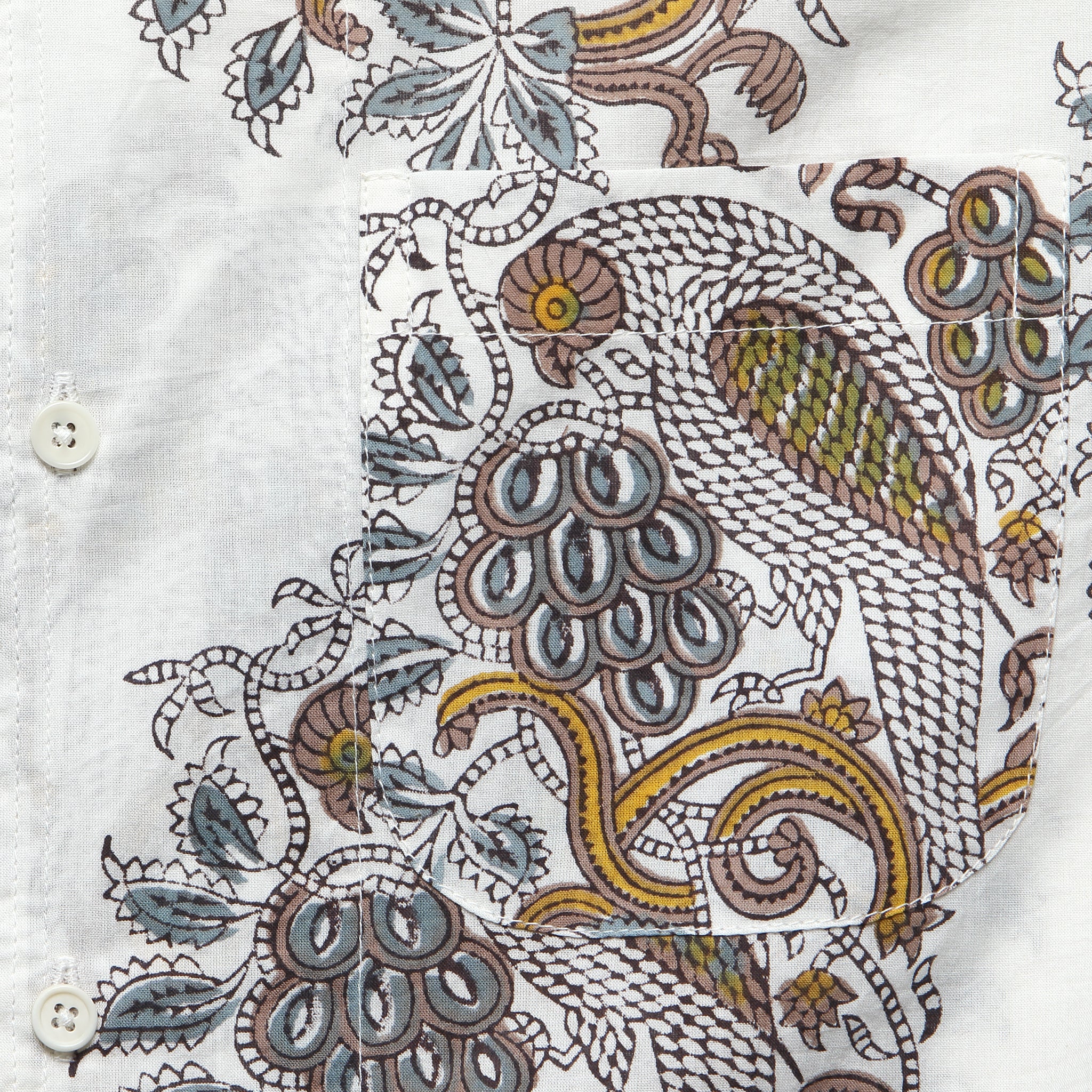 
                          Paisley Parrot Block Print Shirt - White - Kardo - STAG Provisions - Tops - S/S Woven - Other Pattern
                        