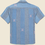 Embroidered Patchwork Khadi Shirt - Blue - Kardo - STAG Provisions - Tops - S/S Woven - Other Pattern