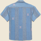 Embroidered Patchwork Khadi Shirt - Blue - Kardo - STAG Provisions - Tops - S/S Woven - Other Pattern