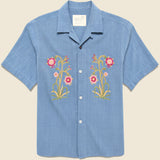 Embroidered Khadi Shirt - Blue - Kardo - STAG Provisions - Tops - S/S Woven - Other Pattern