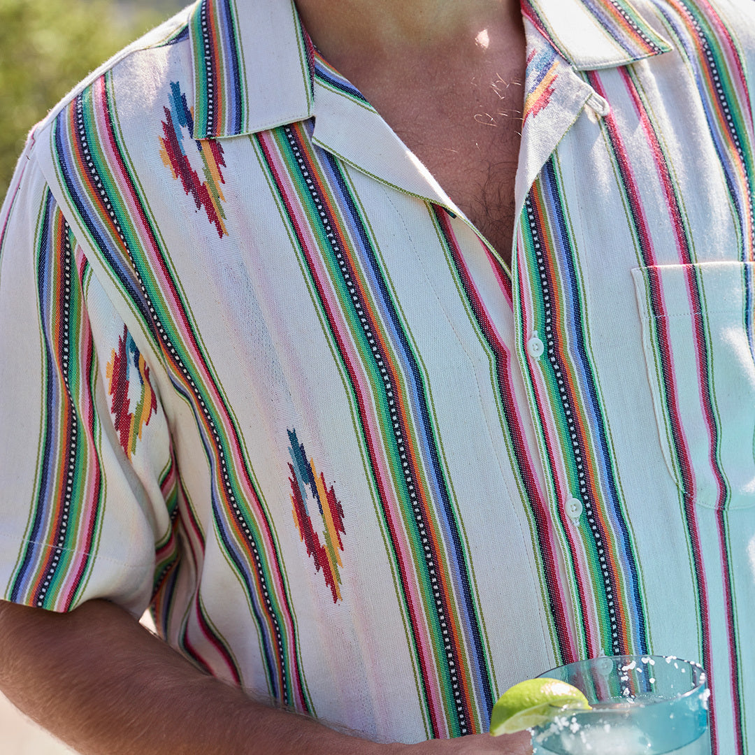 
                          Handwoven Blanket Stripe Shirt - Ecru - Kardo - STAG Provisions - Tops - S/S Woven - Other Pattern
                        