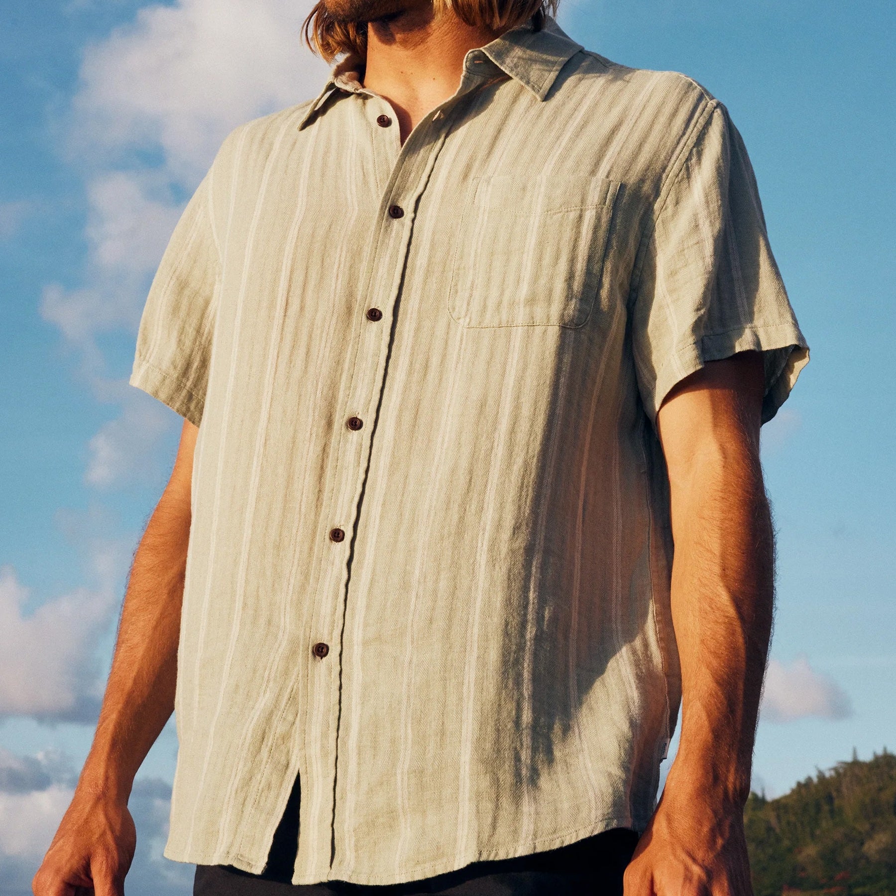 
                          Alan Stripe Shirt - Sage/White - Katin - STAG Provisions - Tops - S/S Woven - Stripe
                        