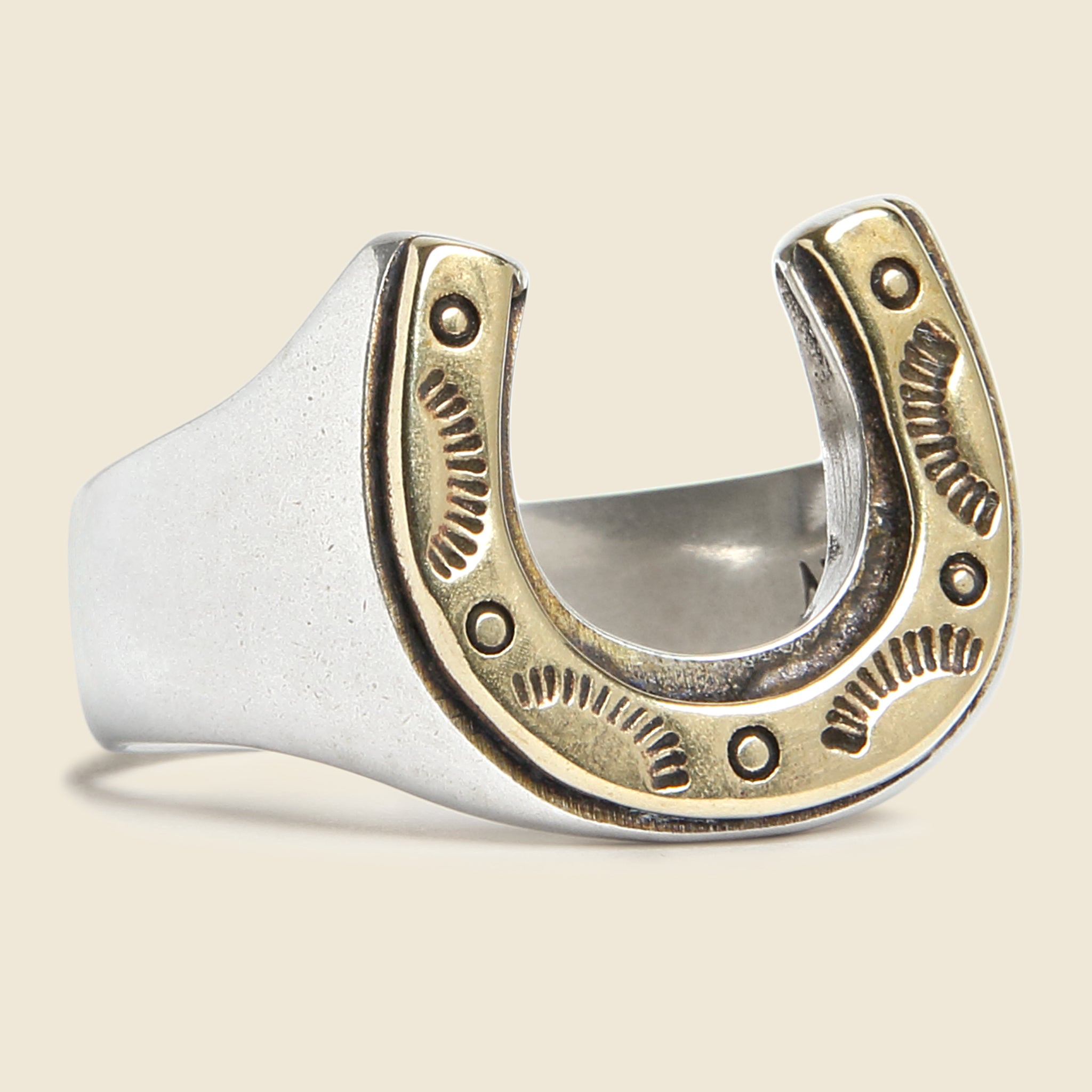 Stamped Horseshoe Ring - Silver