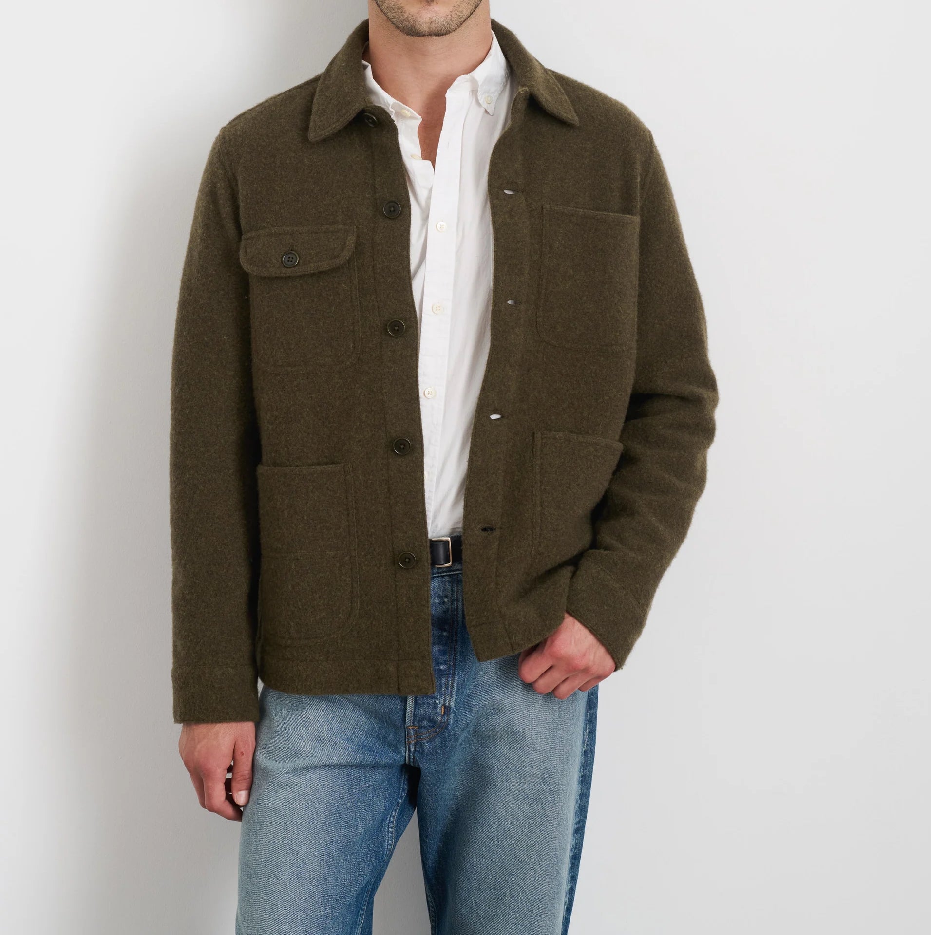 
                          Boiled Wool Work Jacket - Heather Olive - Alex Mill - STAG Provisions - Outerwear - Coat / Jacket
                        