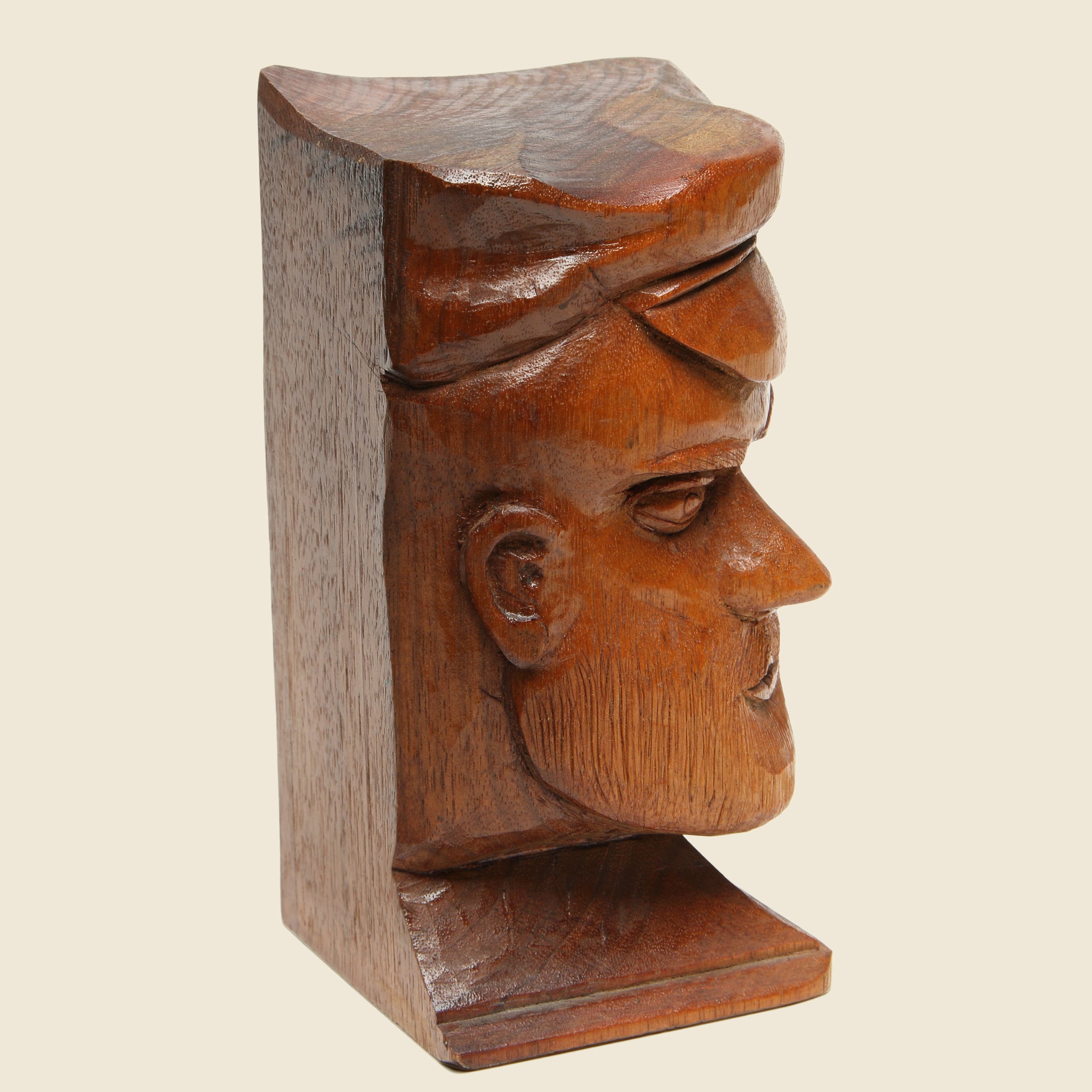 Hand-Carved Fisherman Wooden Bust - Vintage - STAG Provisions - Home - Art & Accessories - Decorative Object