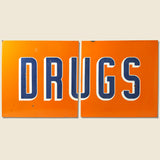 Large 2-Piece Enamel DRUGS Sign - Vintage - STAG Provisions - One & Done - Furniture