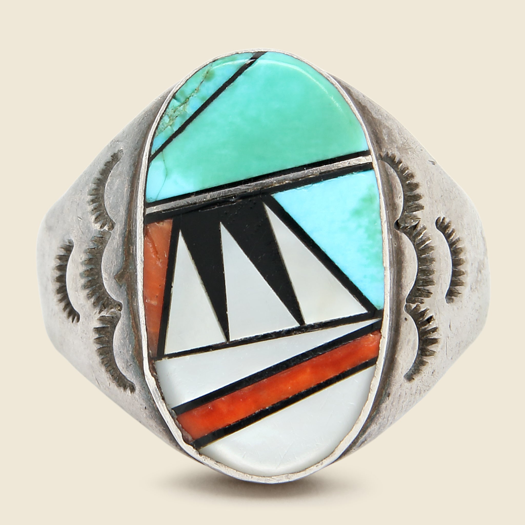 
                          Vintage Sterling Zuni Inlay Ring - Vintage - STAG Provisions - Accessories - Rings
                        