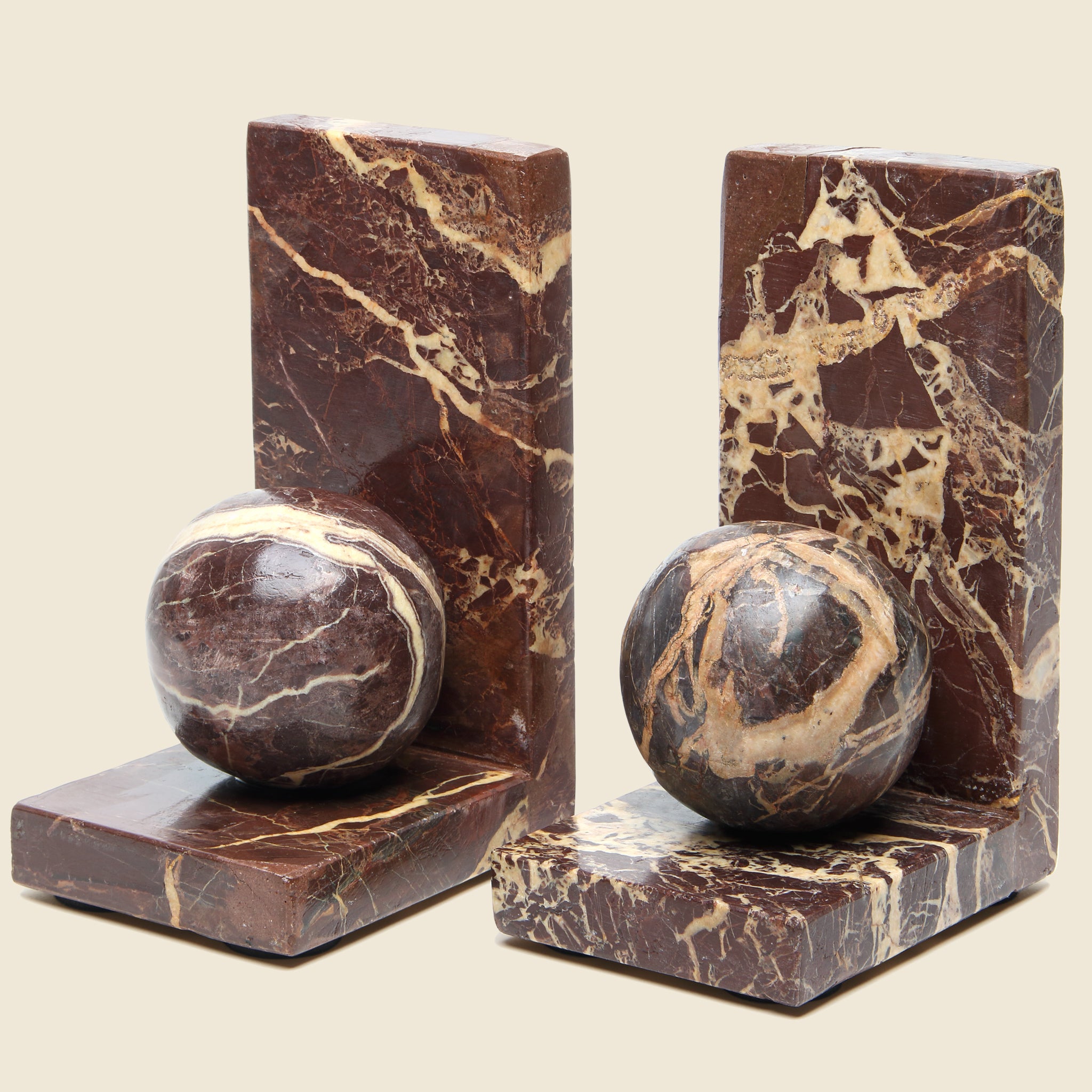 Red Jasper Sphere Bookends - Vintage - STAG Provisions - One & Done - Furniture