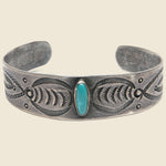 Stamped Silver & Turquoise Cuff #1 - Vintage - STAG Provisions - One & Done - Accessories & Jewelry