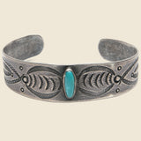 Stamped Silver & Turquoise Cuff #1 - Vintage - STAG Provisions - One & Done - Accessories & Jewelry