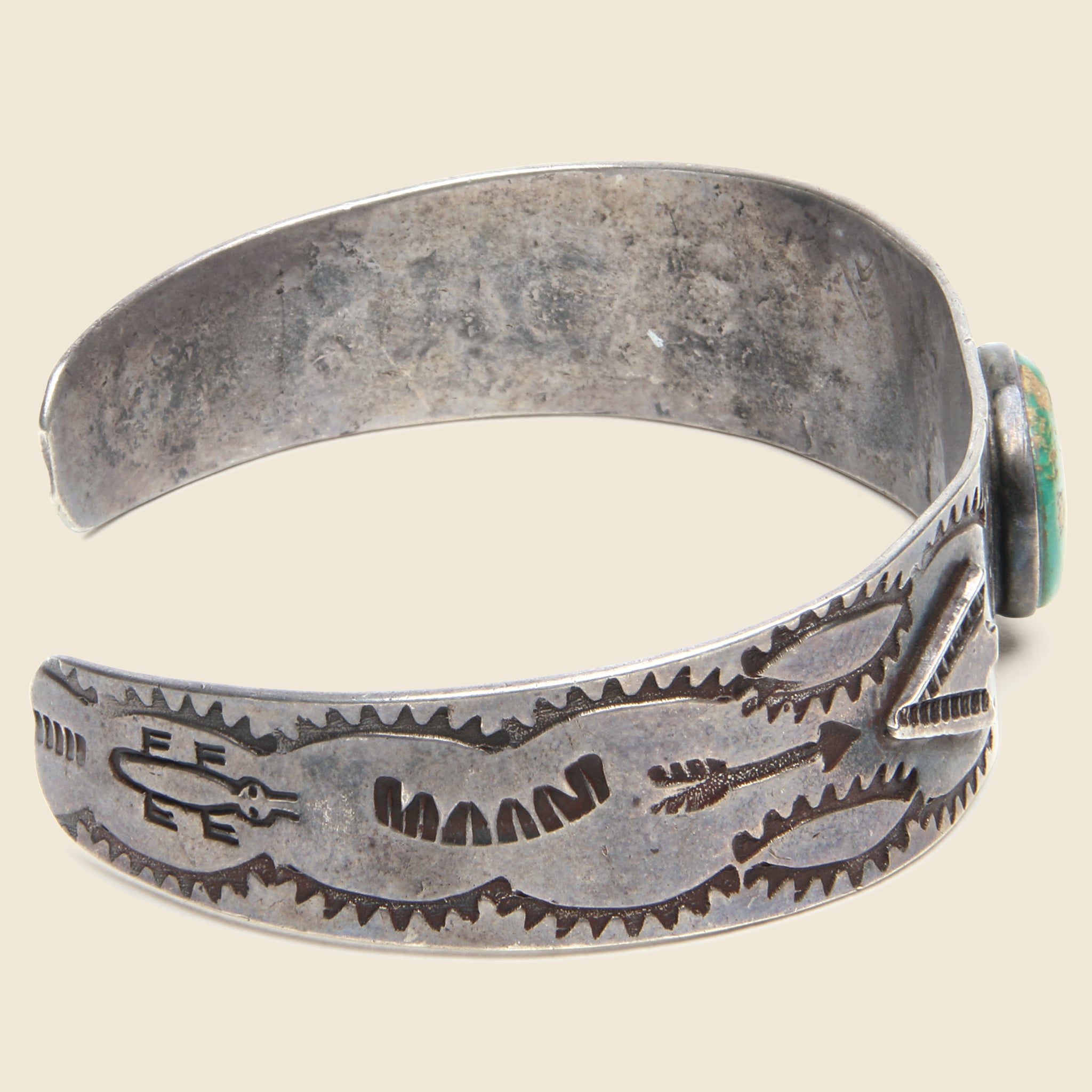 Stamped Silver & Turquoise Cuff #2 - Vintage - STAG Provisions - One & Done - Accessories & Jewelry