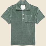 Girona Velour Shirt - Dark Green - OAS - STAG Provisions - Tops - S/S Knit