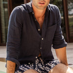Classic Linen Shirt - Navy - Portuguese Flannel - STAG Provisions - Tops - L/S Woven - Solid