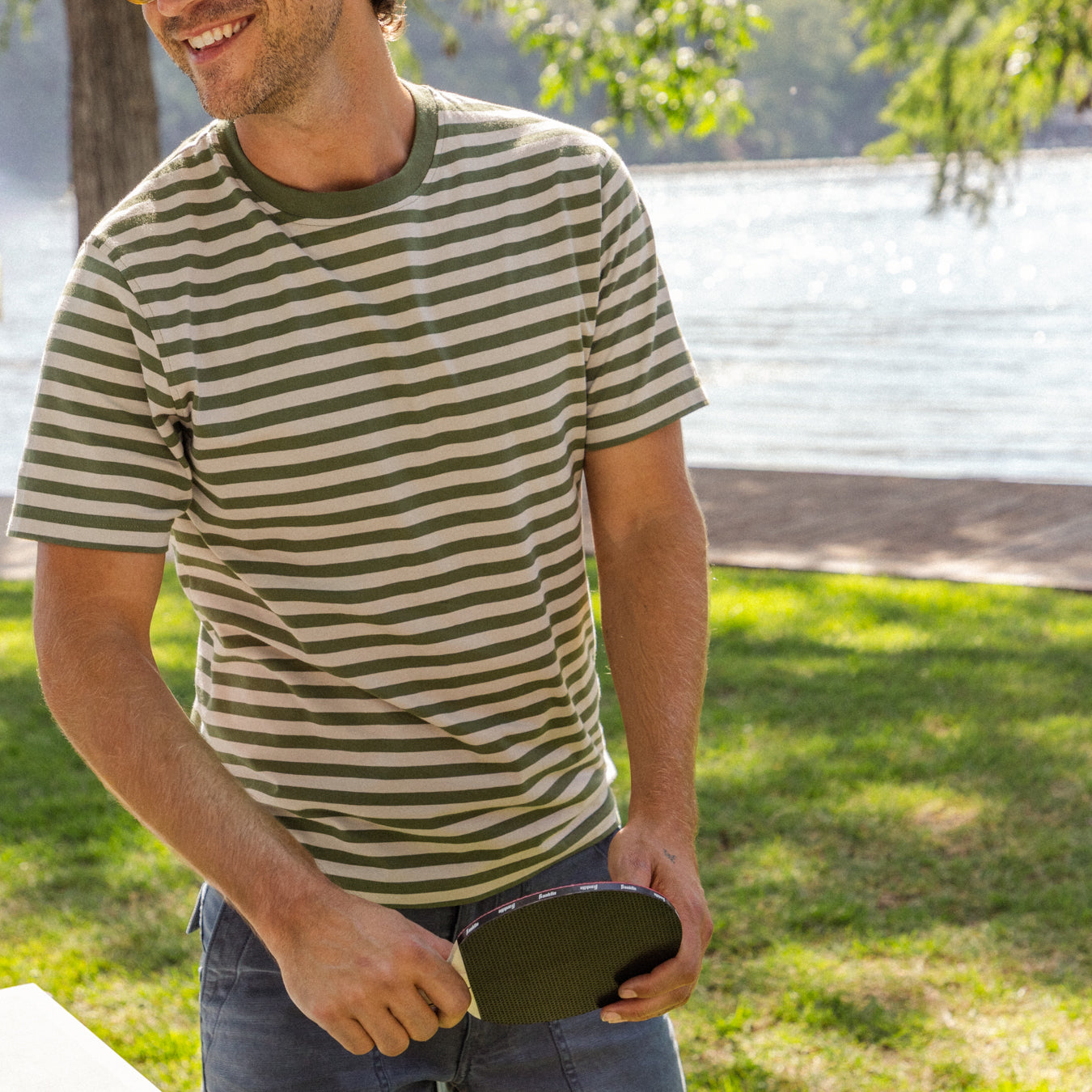 
                          Breton Stripe Tee - Green/Sand - Far Afield - STAG Provisions - Tops - S/S Tee
                        