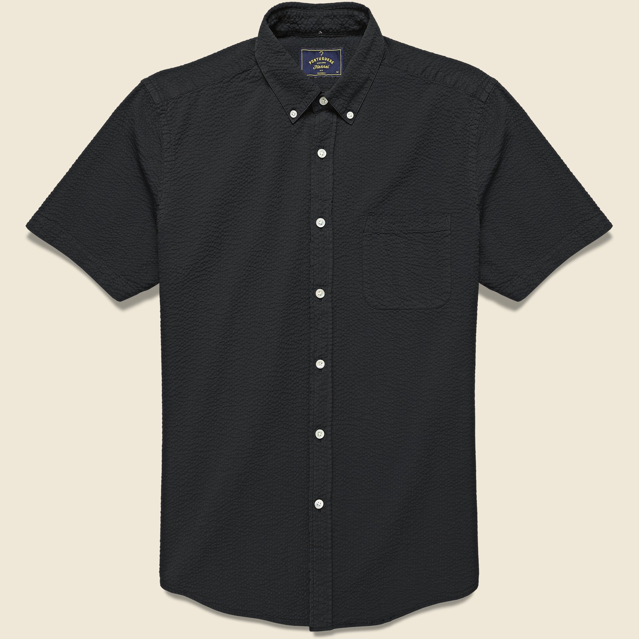 Atlantico Seersucker Shirt - Black - Portuguese Flannel - STAG Provisions - Tops - S/S Woven - Seersucker