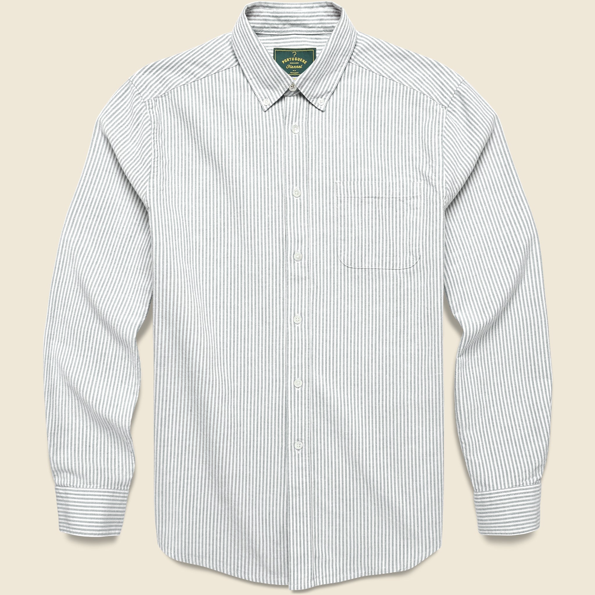 Belavista Brushed Oxford Shirt - Green Stripe - Portuguese Flannel - STAG Provisions - Tops - L/S Woven - Stripe
