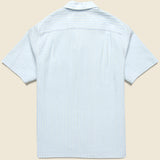 Jacquard Chambray Camp Shirt - Blue - Portuguese Flannel - STAG Provisions - Tops - S/S Woven - Stripe