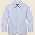 Striped Seersucker Shirt Jacket - Blue - Portuguese Flannel - STAG Provisions - Outerwear - Shirt Jacket