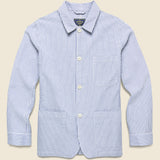 Striped Seersucker Shirt Jacket - Blue - Portuguese Flannel - STAG Provisions - Outerwear - Shirt Jacket