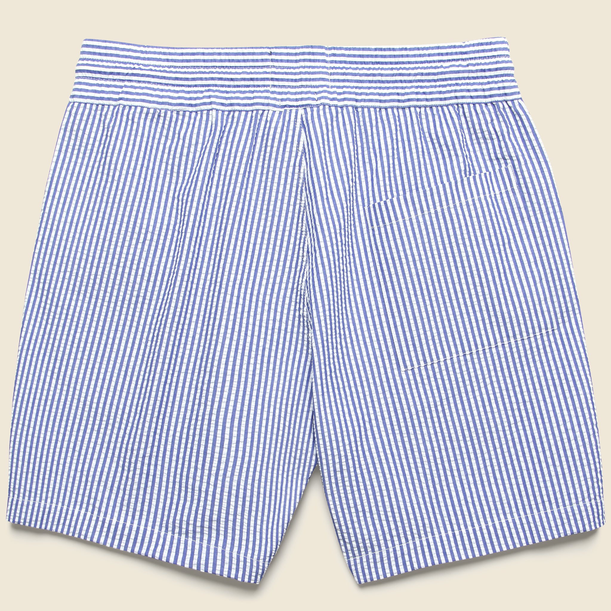 7" Seersucker Shorts - Blue Stripe - Portuguese Flannel - STAG Provisions - Shorts - Lounge