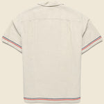 Cross Stitch Camp Shirt - Ecru - Portuguese Flannel - STAG Provisions - Tops - S/S Woven - Floral