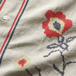 Cross Stitch Camp Shirt - Ecru - Portuguese Flannel - STAG Provisions - Tops - S/S Woven - Floral