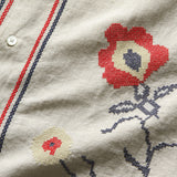 Cross Stitch Camp Shirt - Ecru - Portuguese Flannel - STAG Provisions - Tops - S/S Woven - Floral