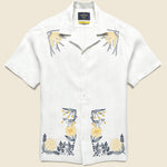 Bird Embroidery Camp Shirt - White - Portuguese Flannel - STAG Provisions - Tops - S/S Woven - Floral