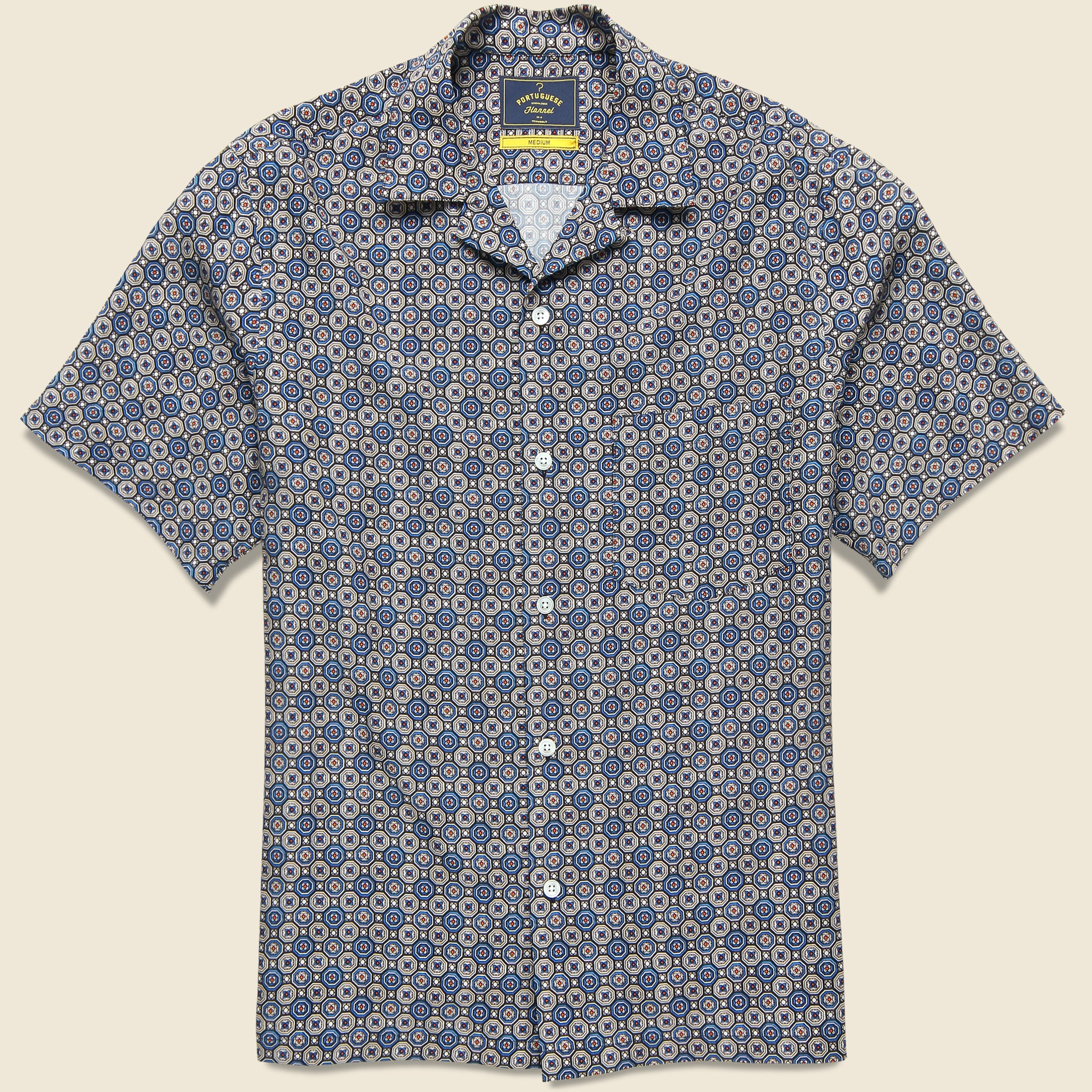 Conte Camp Shirt - Blue - Portuguese Flannel - STAG Provisions - Tops - S/S Woven - Other Pattern