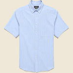 Striped Atlantico Seersucker Shirt - Blue - Portuguese Flannel - STAG Provisions - Tops - S/S Woven - Seersucker