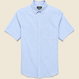 Striped Atlantico Seersucker Shirt - Blue - Portuguese Flannel - STAG Provisions - Tops - S/S Woven - Seersucker