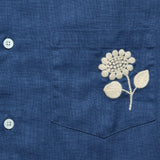 Embroidered Ramie Camp Shirt - Blue - Portuguese Flannel - STAG Provisions - Tops - S/S Woven - Floral