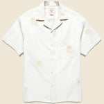 Embroidered Ramie Camp Shirt - Ecru - Portuguese Flannel - STAG Provisions - Tops - S/S Woven - Floral