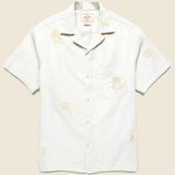 Embroidered Ramie Camp Shirt - Ecru - Portuguese Flannel - STAG Provisions - Tops - S/S Woven - Floral