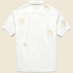 Embroidered Ramie Camp Shirt - Ecru - Portuguese Flannel - STAG Provisions - Tops - S/S Woven - Floral