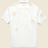 Embroidered Ramie Camp Shirt - Ecru - Portuguese Flannel - STAG Provisions - Tops - S/S Woven - Floral