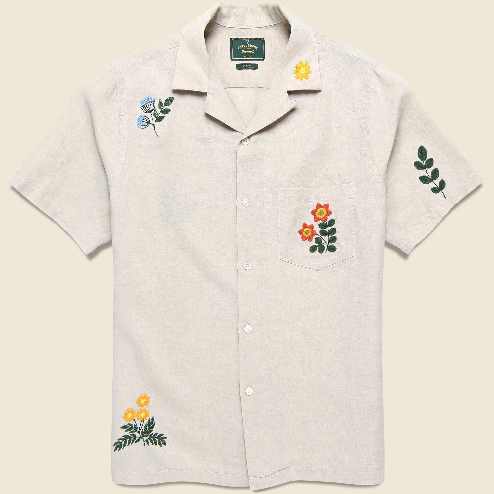 Embroidered Spring Camp Shirt - Natural