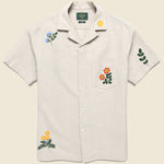 Embroidered Spring Camp Shirt - Natural - Portuguese Flannel - STAG Provisions - Tops - S/S Woven - Floral