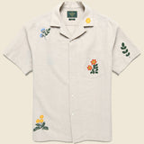Embroidered Spring Camp Shirt - Natural - Portuguese Flannel - STAG Provisions - Tops - S/S Woven - Floral