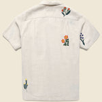 Embroidered Spring Camp Shirt - Natural - Portuguese Flannel - STAG Provisions - Tops - S/S Woven - Floral