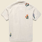 Embroidered Spring Camp Shirt - Natural - Portuguese Flannel - STAG Provisions - Tops - S/S Woven - Floral