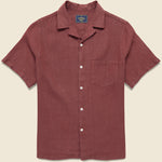 Linen Camp Shirt - Bordeaux - Portuguese Flannel - STAG Provisions - Tops - S/S Woven - Solid