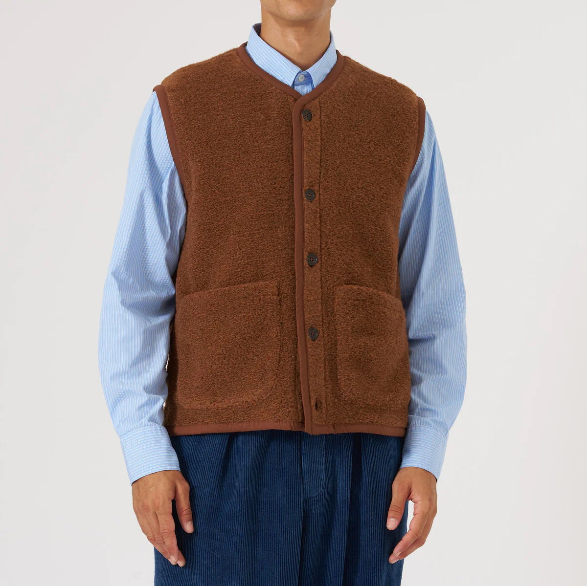 
                          Alvar Fleece Lancaster Gilet - Cumin - Universal Works - STAG Provisions - Outerwear - Vest
                        