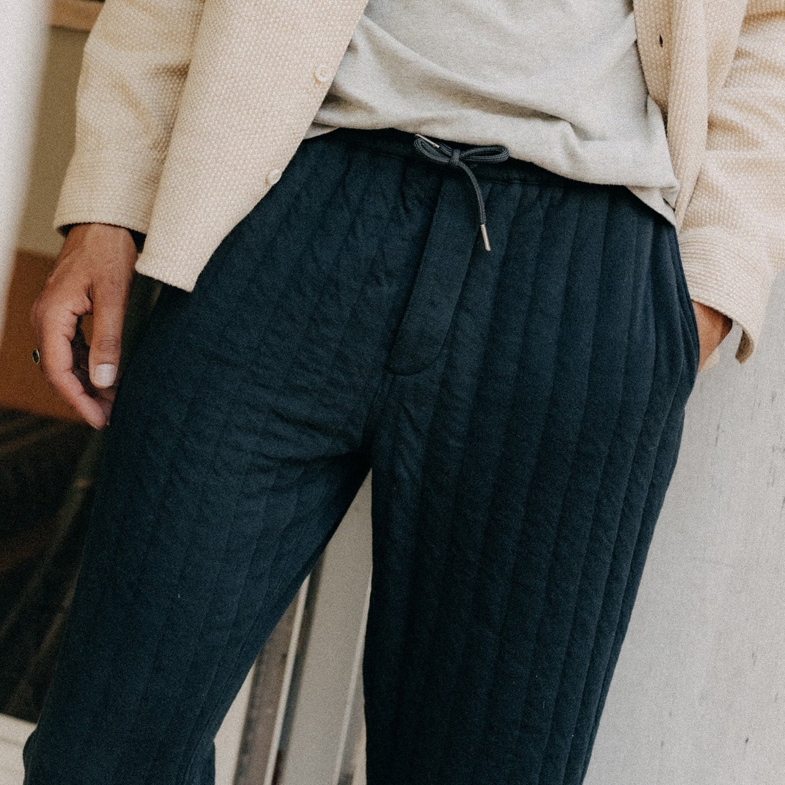 
                          Apres Pant - Heather Midnight Quilted Jersey - Taylor Stitch - STAG Provisions - Pants - Lounge
                        