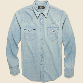 Slim Chambray Western Shirt - Davey Wash