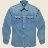 Dockman Workshirt - Faded Indigo - RRL - STAG Provisions - Tops - L/S Woven - Solid
