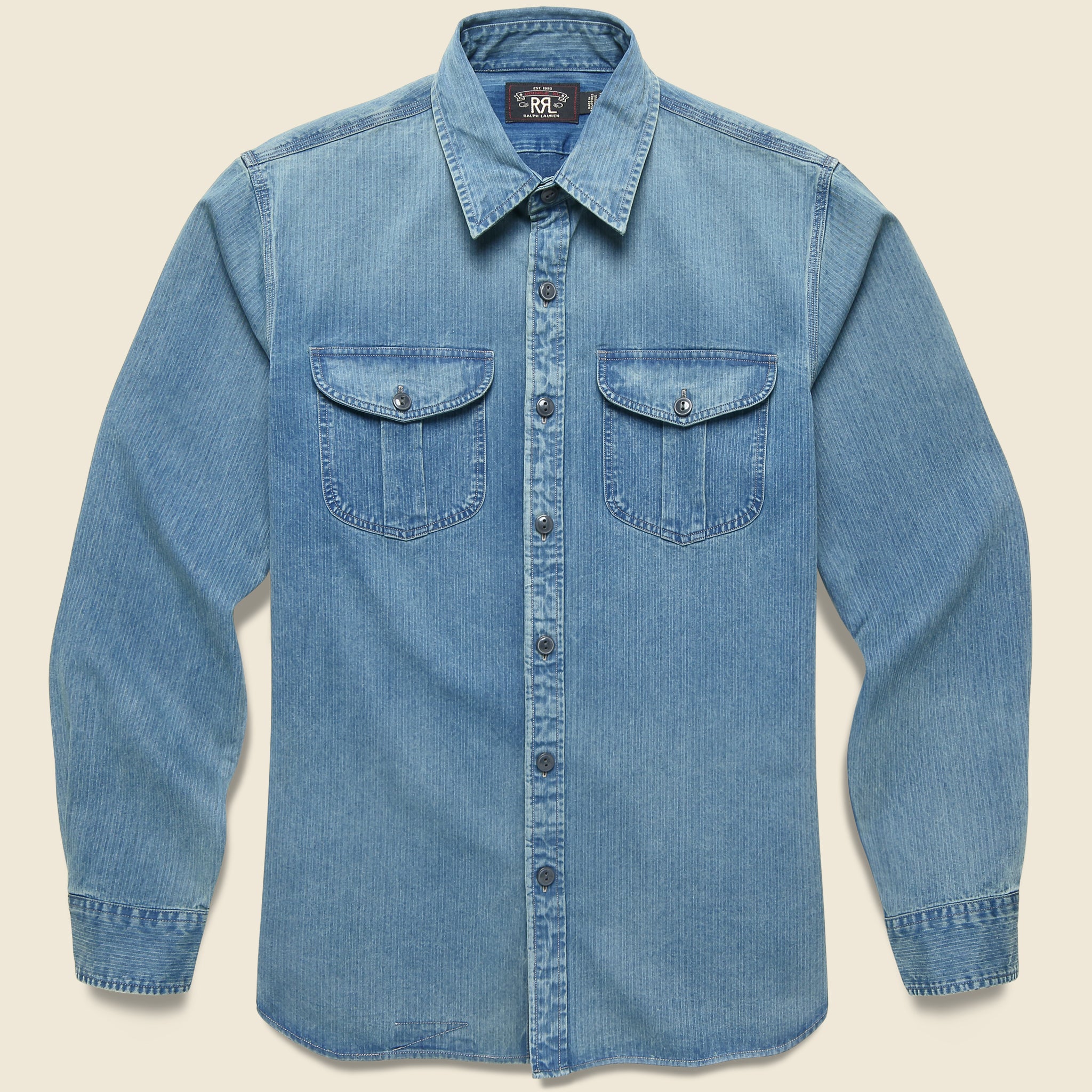 Dockman Workshirt - Faded Indigo - RRL - STAG Provisions - Tops - L/S Woven - Solid