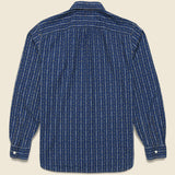 Indigo Print Workshirt - Indigo/Orange - RRL - STAG Provisions - Tops - L/S Woven - Stripe